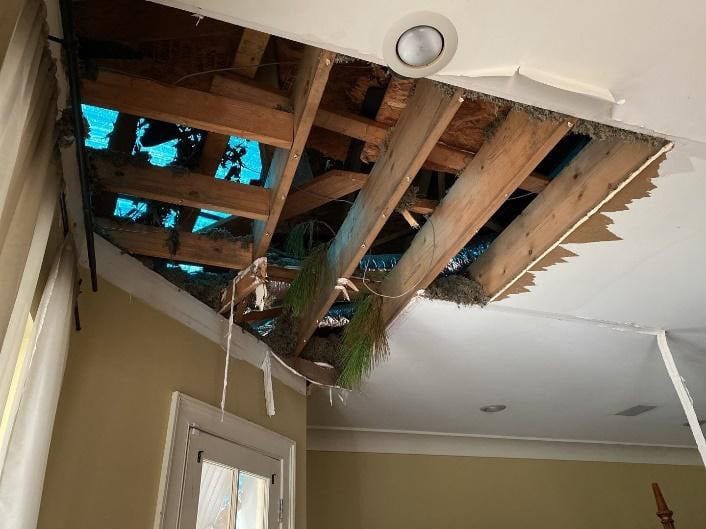 Ceiling With Wind Damage