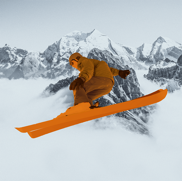 Sports equipment, Ski jumping, Ice cap, Snow, Mountain, Slope, Sky, Jacket, Terrain