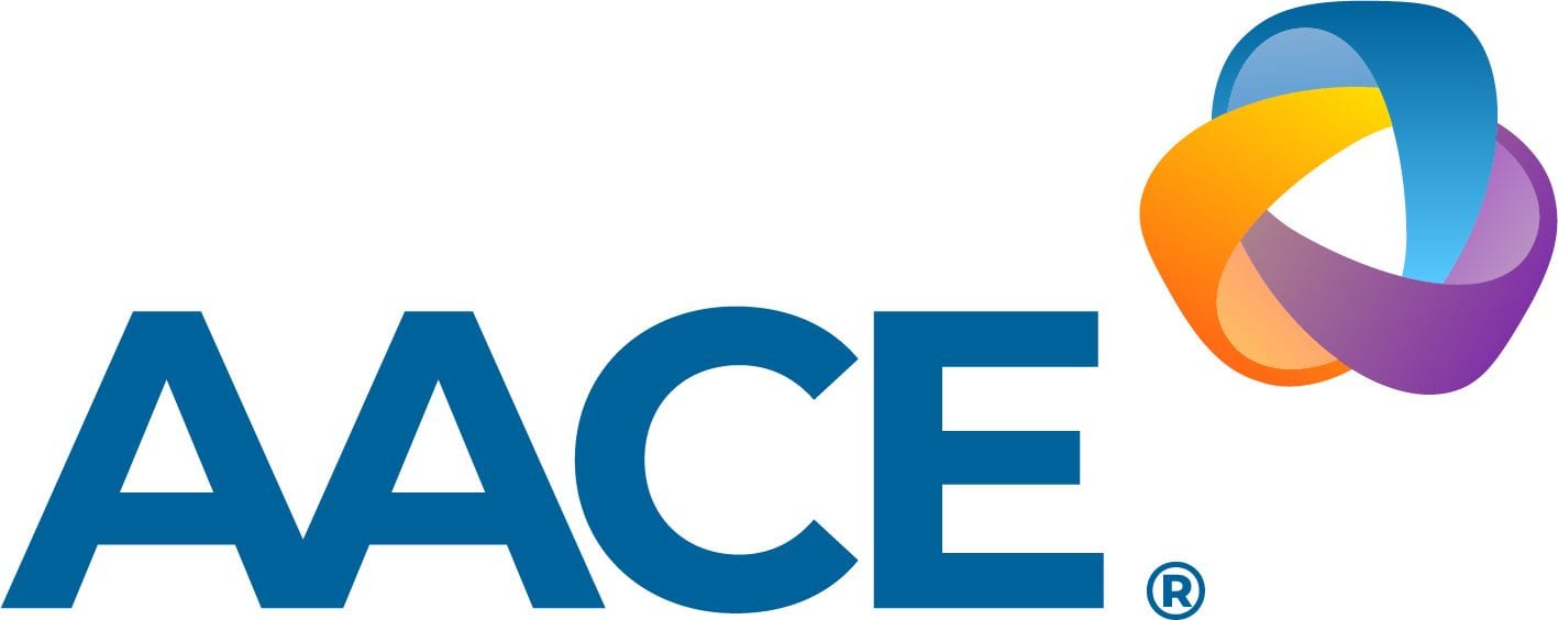 AACE logo in blue text with an abstract, colorful intertwined symbol and a registered trademark symbol.