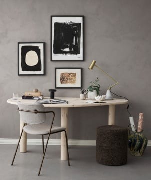 Picture frame, Interior design, Table, Furniture, Product, Building, Wood, Plant, Shelving, Grey