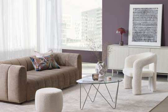 Interior design, Brown, Property, Furniture, Couch, White, Product, Comfort, Lighting, Grey