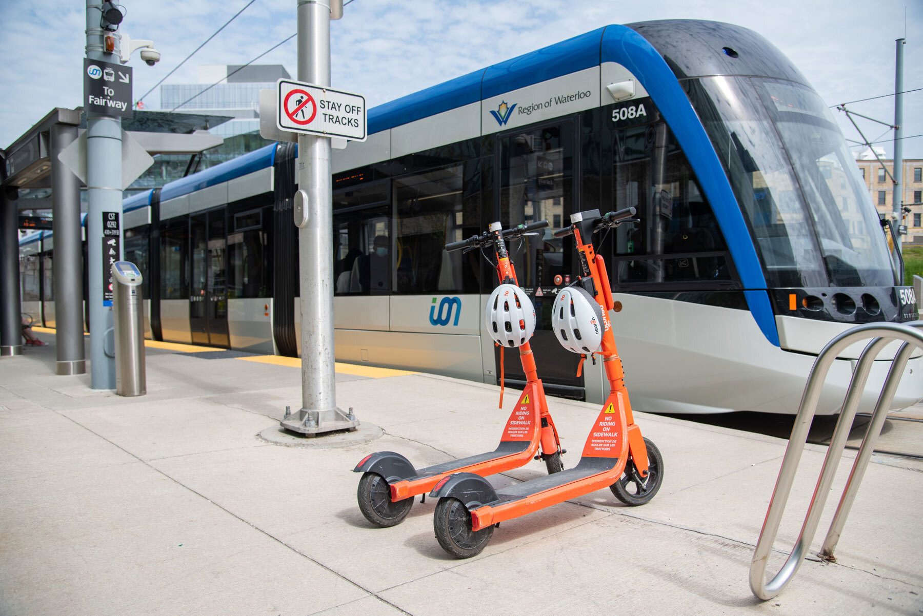 Image of two Neuron scooters parked next to the ION