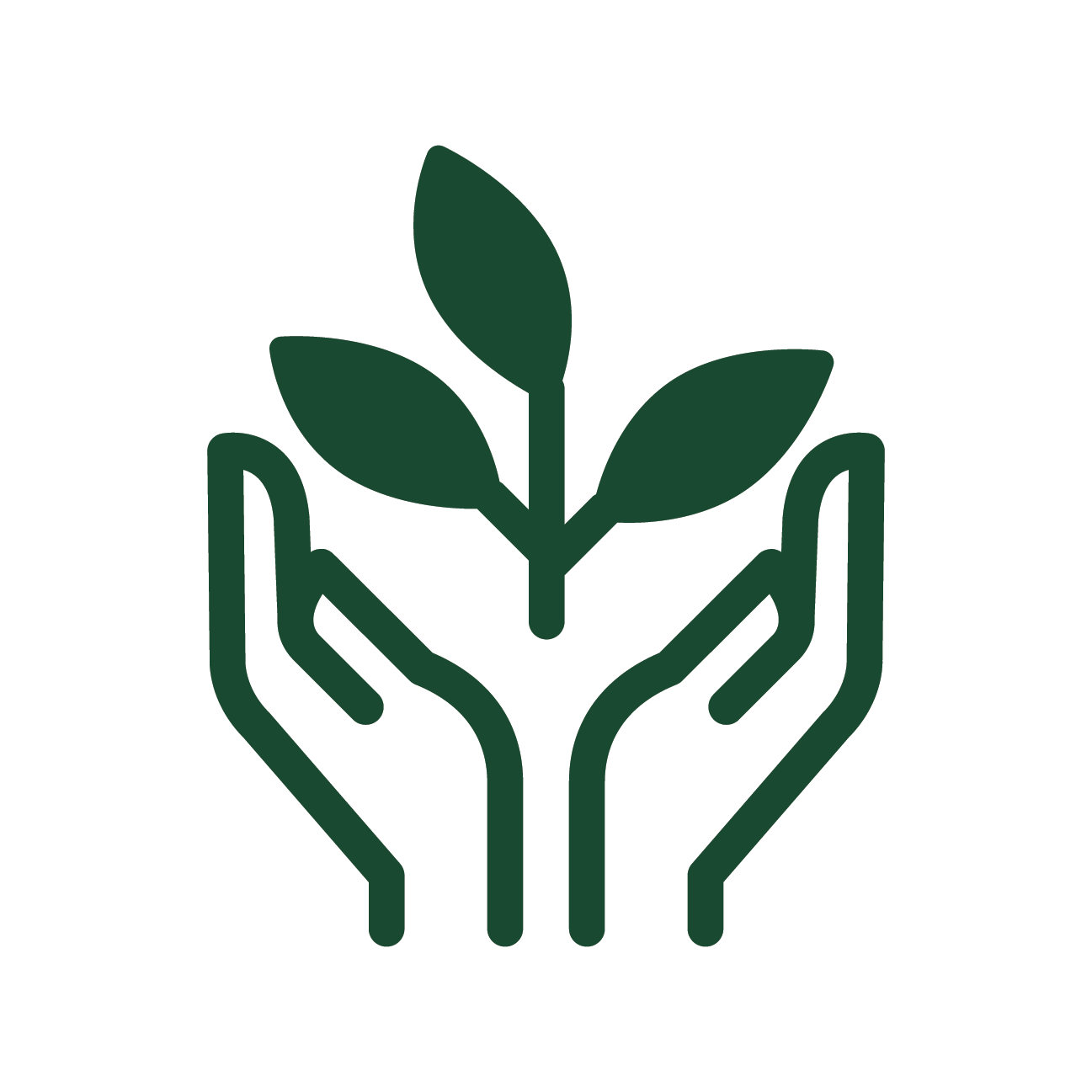 Hands holding plant icon