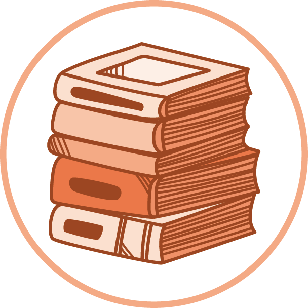 Illustration of a stack of books.
