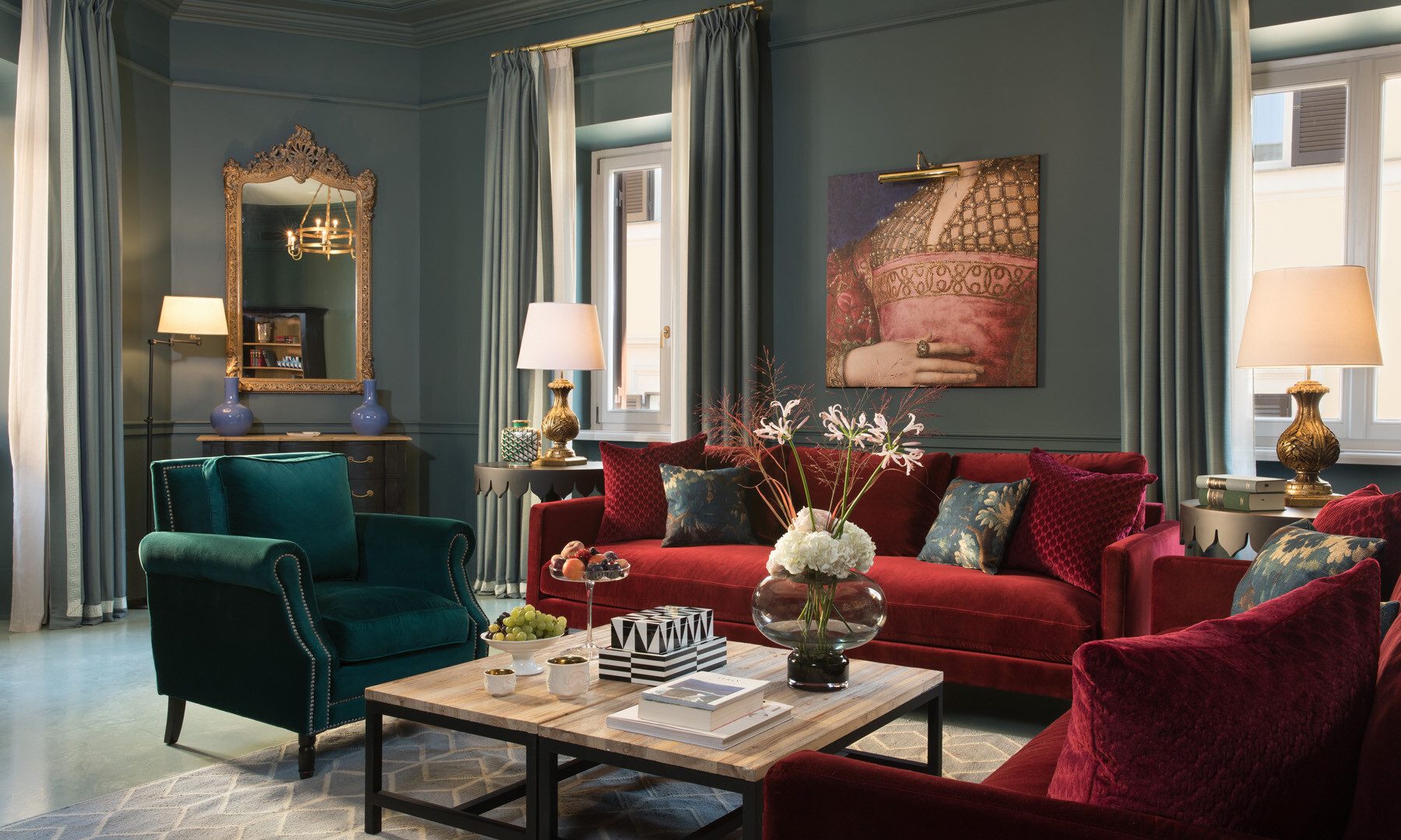 Picture frame, Living room, Interior design, Table, Furniture, Property, Couch, Lighting, Comfort, Wood
