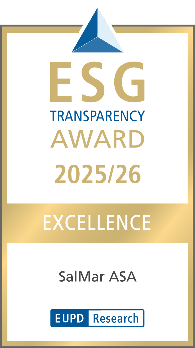 Award for SalMar ASA: ESG Transparency 2025/26, Excellence, by EUPD Research.