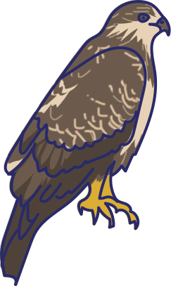 Cartoon illustration of a brown hawk.