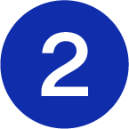 A white number 2 centered within a solid blue circle.