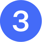 A white number 3 inside a solid blue circle.