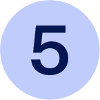 A large, dark blue number 5 centered on a light blue circular background.