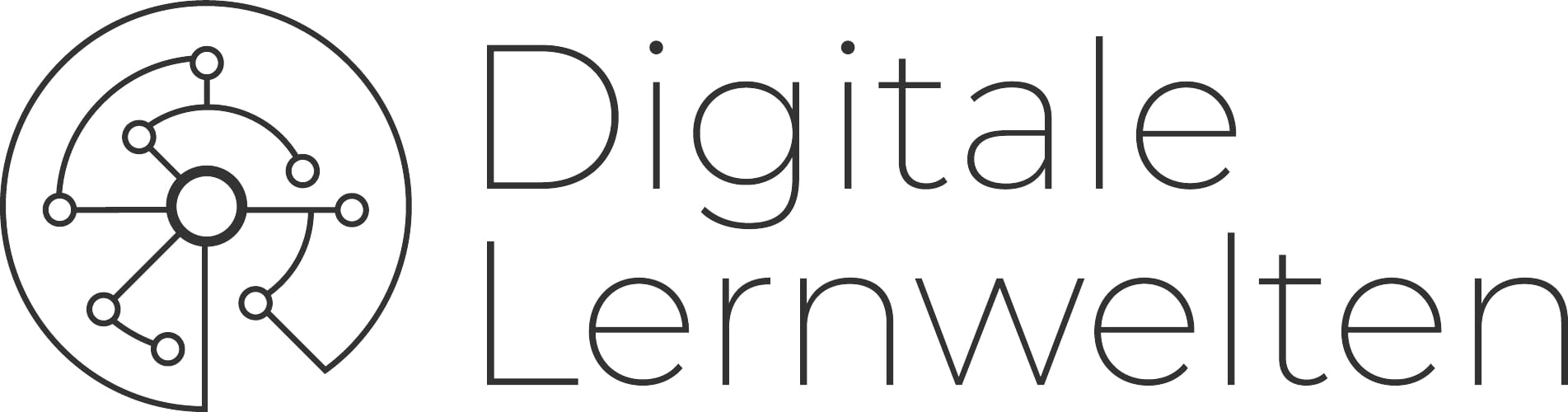 Abstract network logo with text "Digitale Lernwelten".