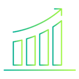 Upward trending bar chart.