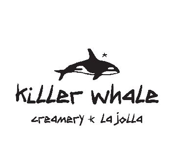 Killer Whale Creamery & La Jolla logo with a black orca silhouette.