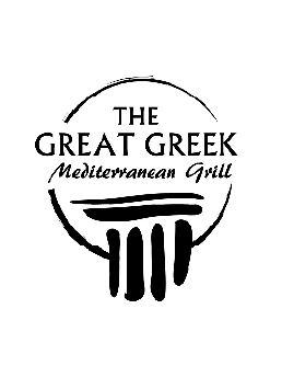 The Great Greek Mediterranean Grill logo, stylized with a Greek column.