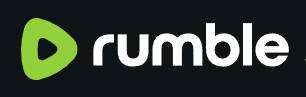Rumble logo: green play button and white "rumble" text.