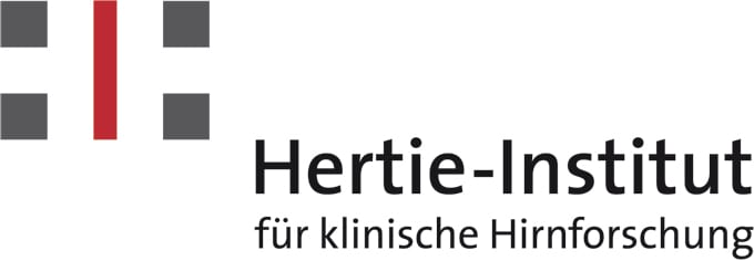 Hertie-Institut logo with a red vertical bar, grey squares, and text 'Hertie-Institut für klinische Hirnforschung'.