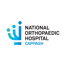 Logo for National Orthopaedic Hospital Cappagh, featuring a blue stylized icon and black and blue text.