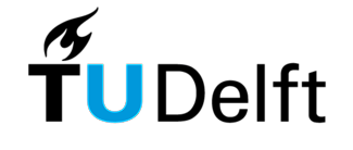 TU Delft logo with black text, a blue 'U', and a flame icon above 'TU'.