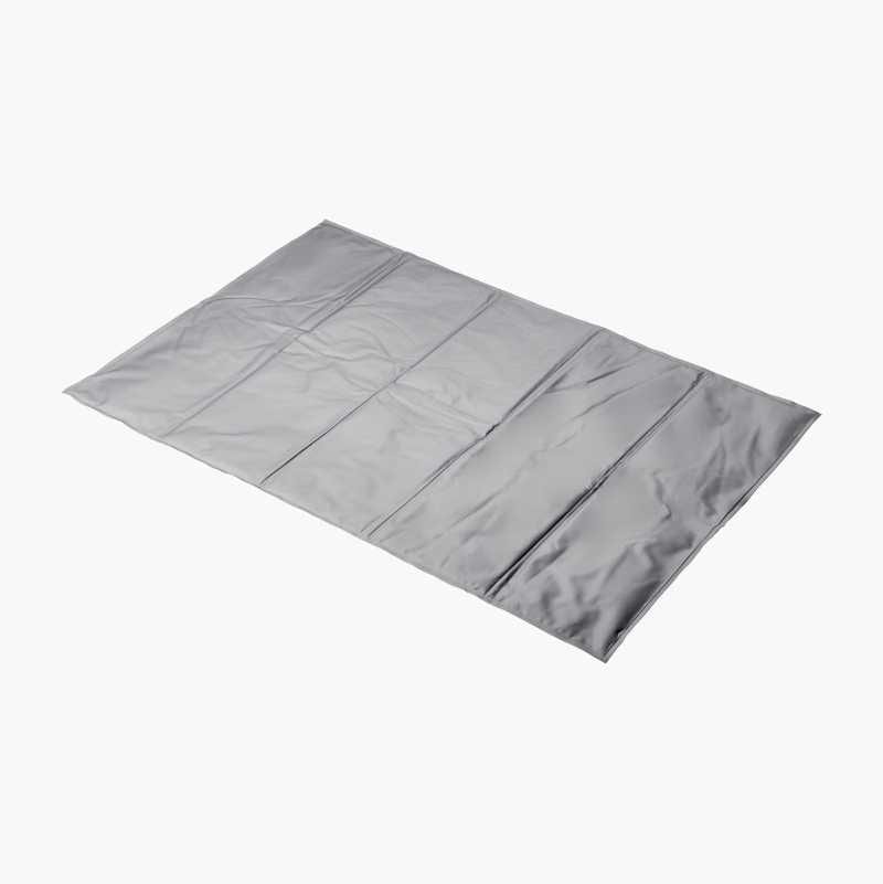 Light gray rectangular weighted blanket.