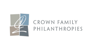Crown Family Philanthropies logo with a multi-colored square icon and silver text.