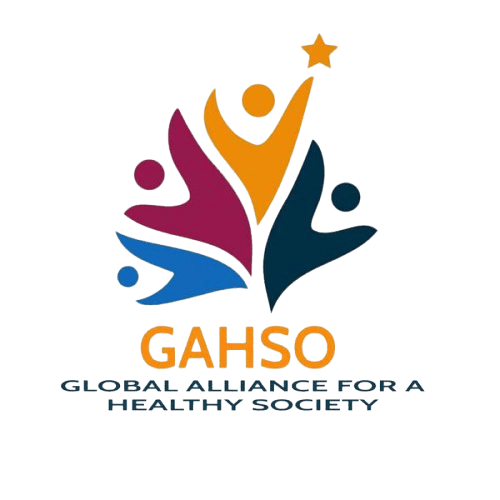 Logo for GAHSO, Global Alliance for a Healthy Society, featuring colorful abstract figures and a star.