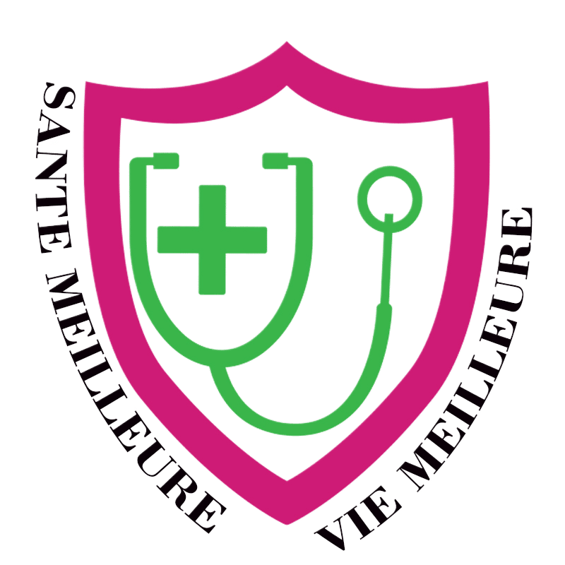 Medical shield logo with green cross, stethoscope, and text 'SANTE MEILLEURE VIE MEILLEURE'.
