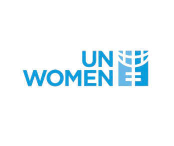 UN Women logo with blue text and a stylized globe emblem on a green background.