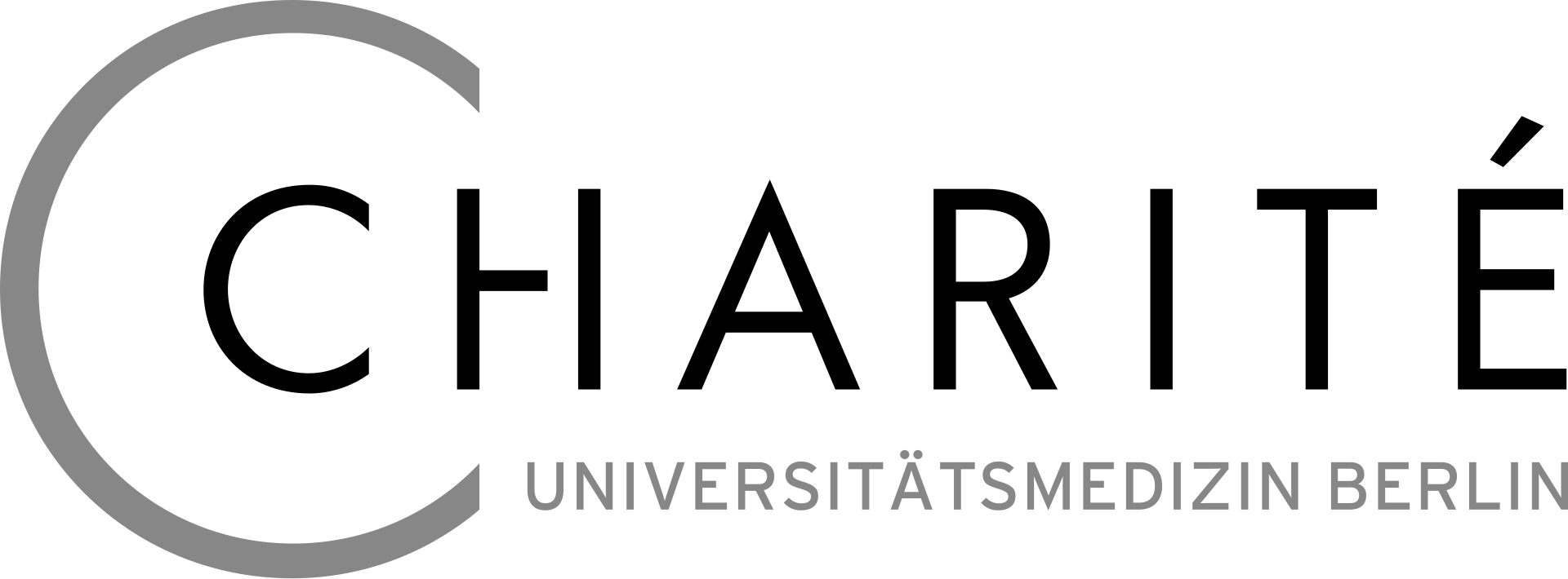 Logo of Charité Universitätsmedizin Berlin, with a large gray C framing the university name.