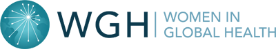 WGH Women in Global Health logo with a blue globe and white network pattern.