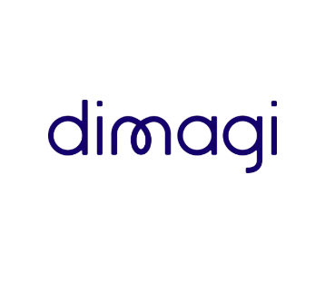 The Dimagi logo featuring purple text on a dark green background.