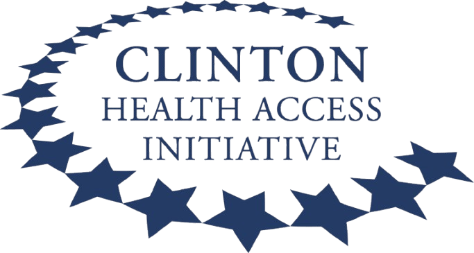 Logo for the Clinton Health Access Initiative, featuring dark blue text and stars arranged in an oval.