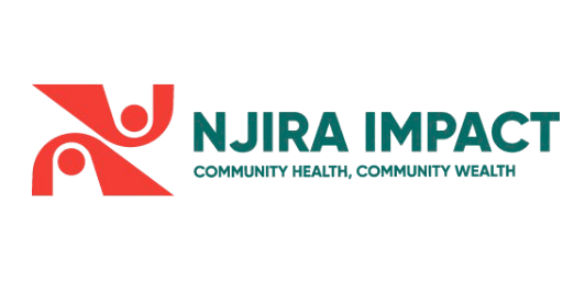 NJIRA IMPACT logo: red stylized interlocking figures, with 'NJIRA IMPACT' and 'COMMUNITY HEALTH, COMMUNITY WEALTH'.