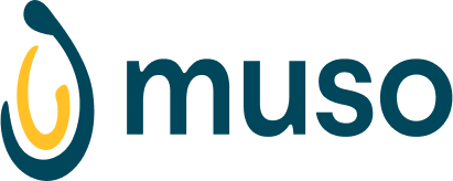Muso logo with stylized droplet icon and text.