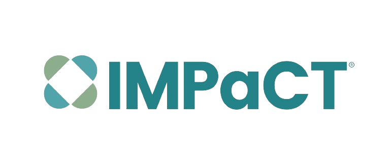 Logo for IMPaCT featuring a teal and light green geometric emblem and the company name in teal sans-serif text.