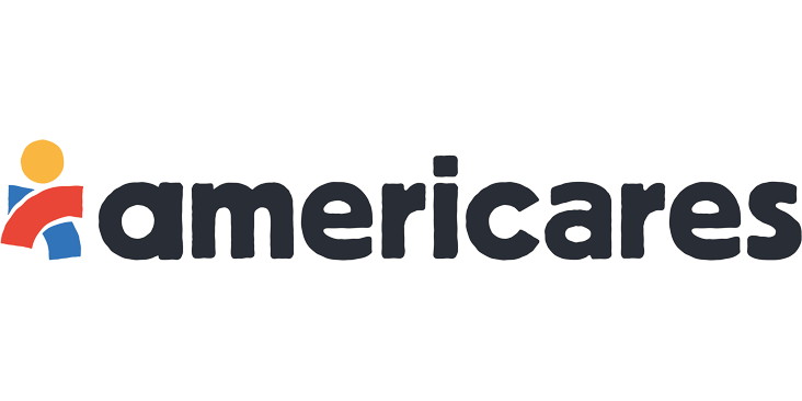 The Americares logo features a colorful human figure next to the dark gray text "americares".