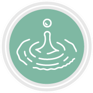 Icon of a water drop creating ripples.