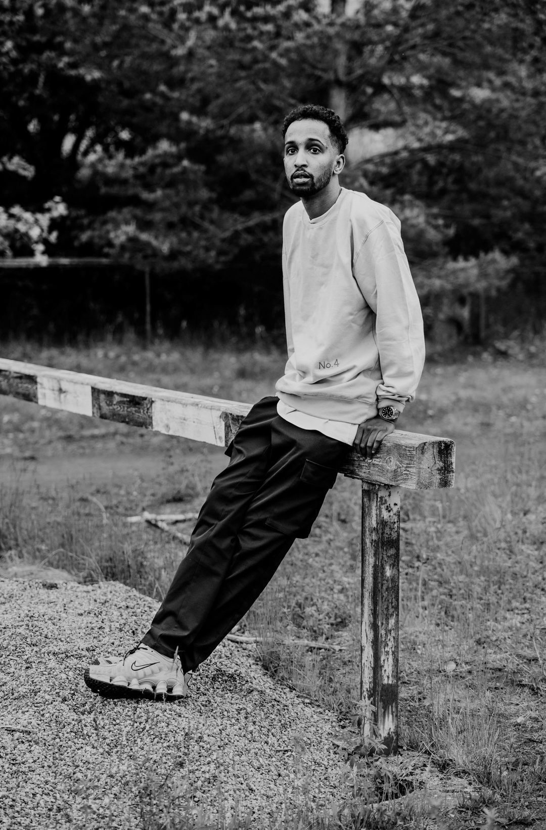 People in nature, Flash photography, Tree, Plant, Black-and-white, Style, Grass