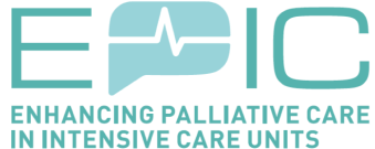 EPIC logo: P is a heartbeat within a speech bubble. Text below: Enhancing Palliative Care in Intensive Care Units.