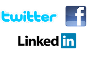 Twitter, Facebook, and LinkedIn logos.