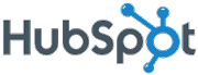 HubSpot logo, dark gray text and blue wheel icon.