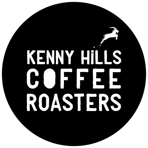 Kenny Hills Coffee Roasters logo: white text on black with coffee bean & goat.
