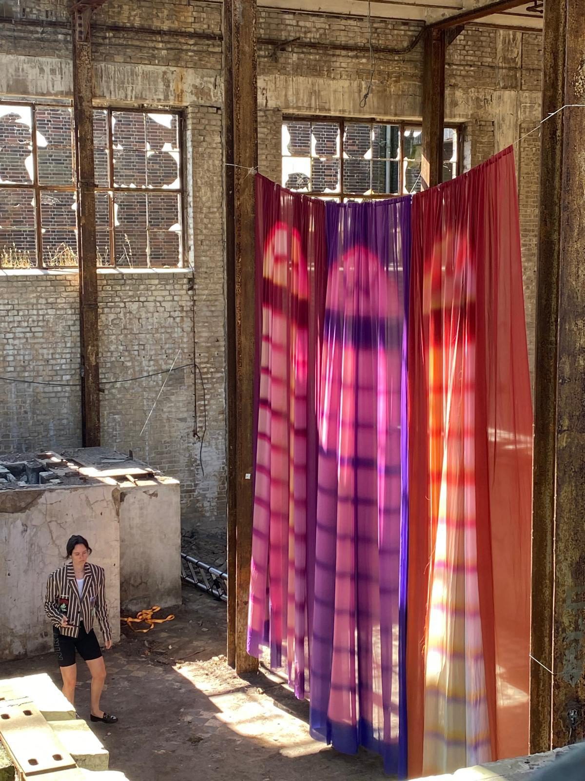 Interior design, Purple, Textile, Wall