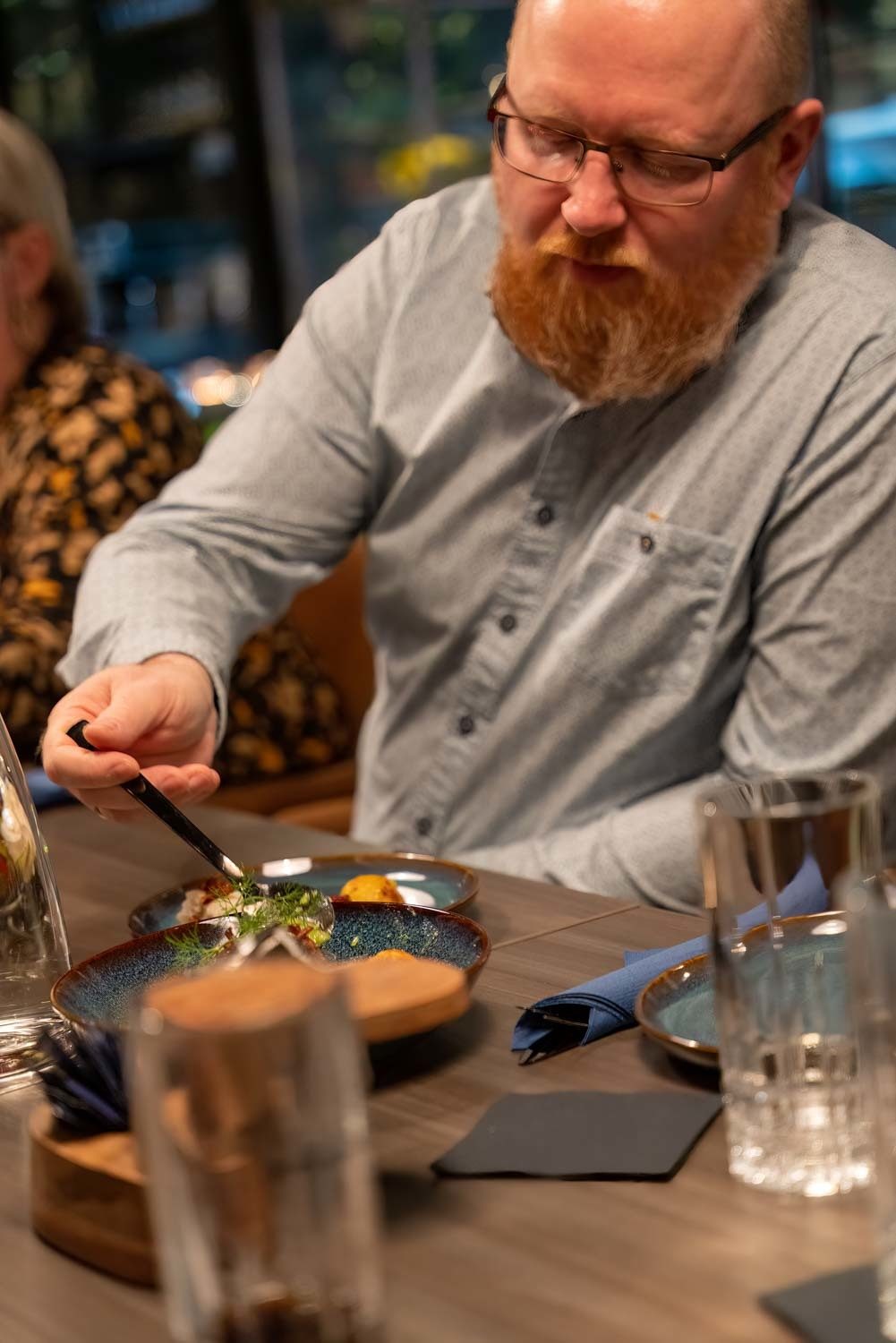 Glasses, Tableware, Table, Food, Beard, Eyewear