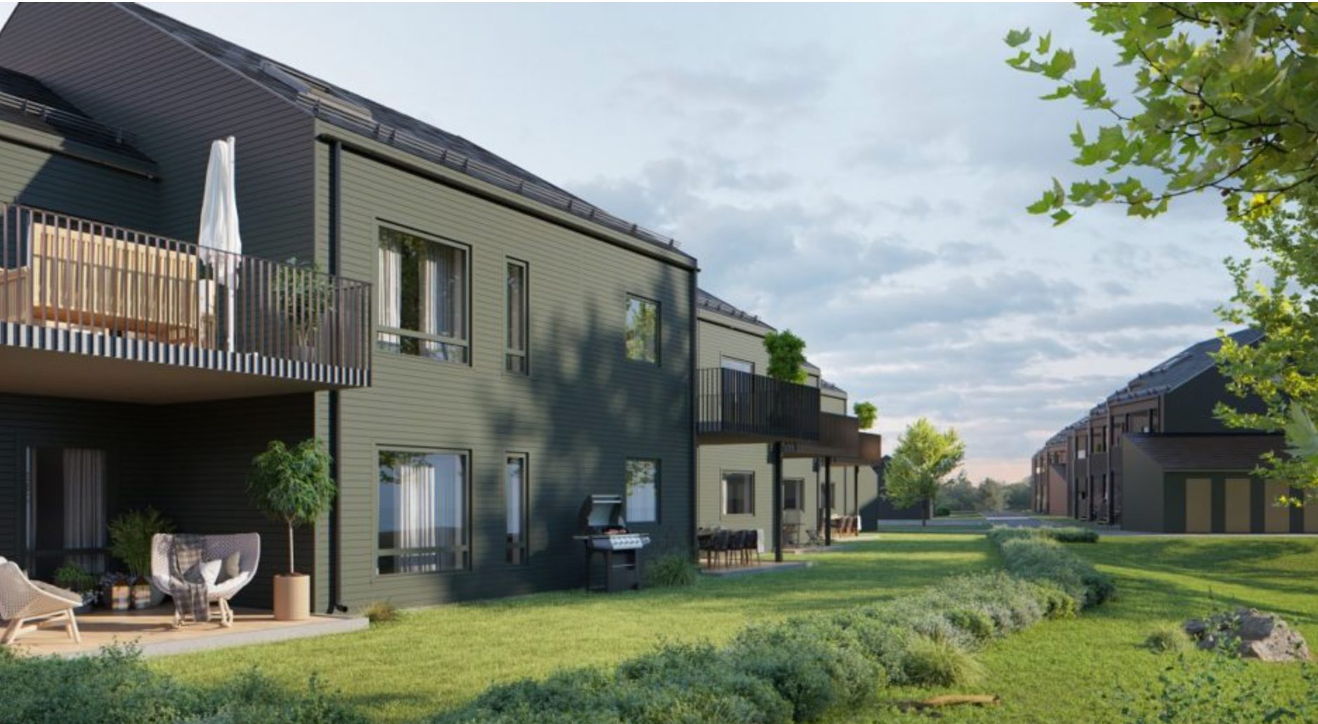 Land lot, Urban design, Residential area, Sky, Plant, Building, Cloud, Window, Grass, Tree