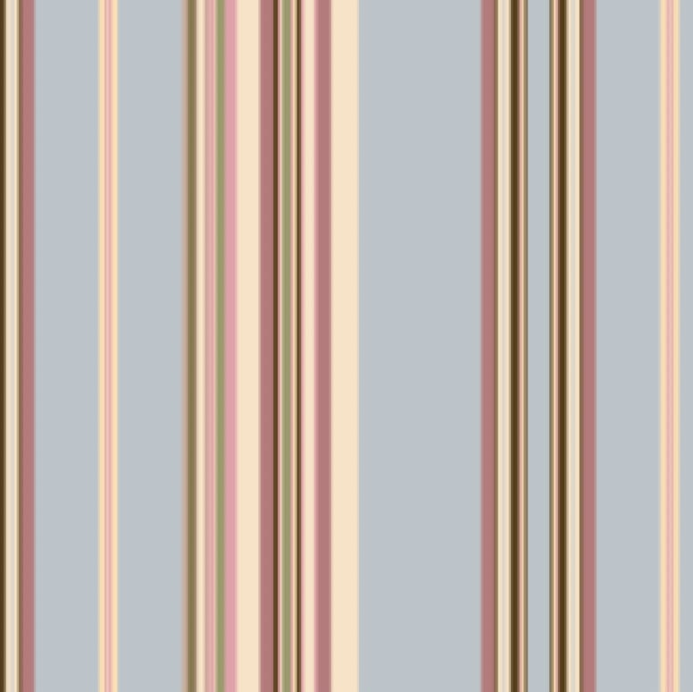 Vertical stripes of varying widths in soft blue, pink, beige, olive, and brown.