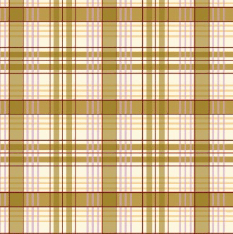 Cream and olive plaid with thin maroon, lavender, and yellow intersecting lines.