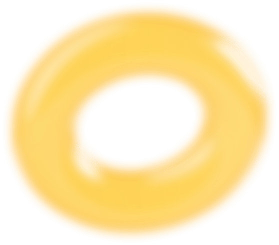 A glossy, bright yellow, puffed-up donut-shaped ring with a transparent background.