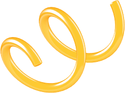 A glossy yellow abstract serpentine swirl.