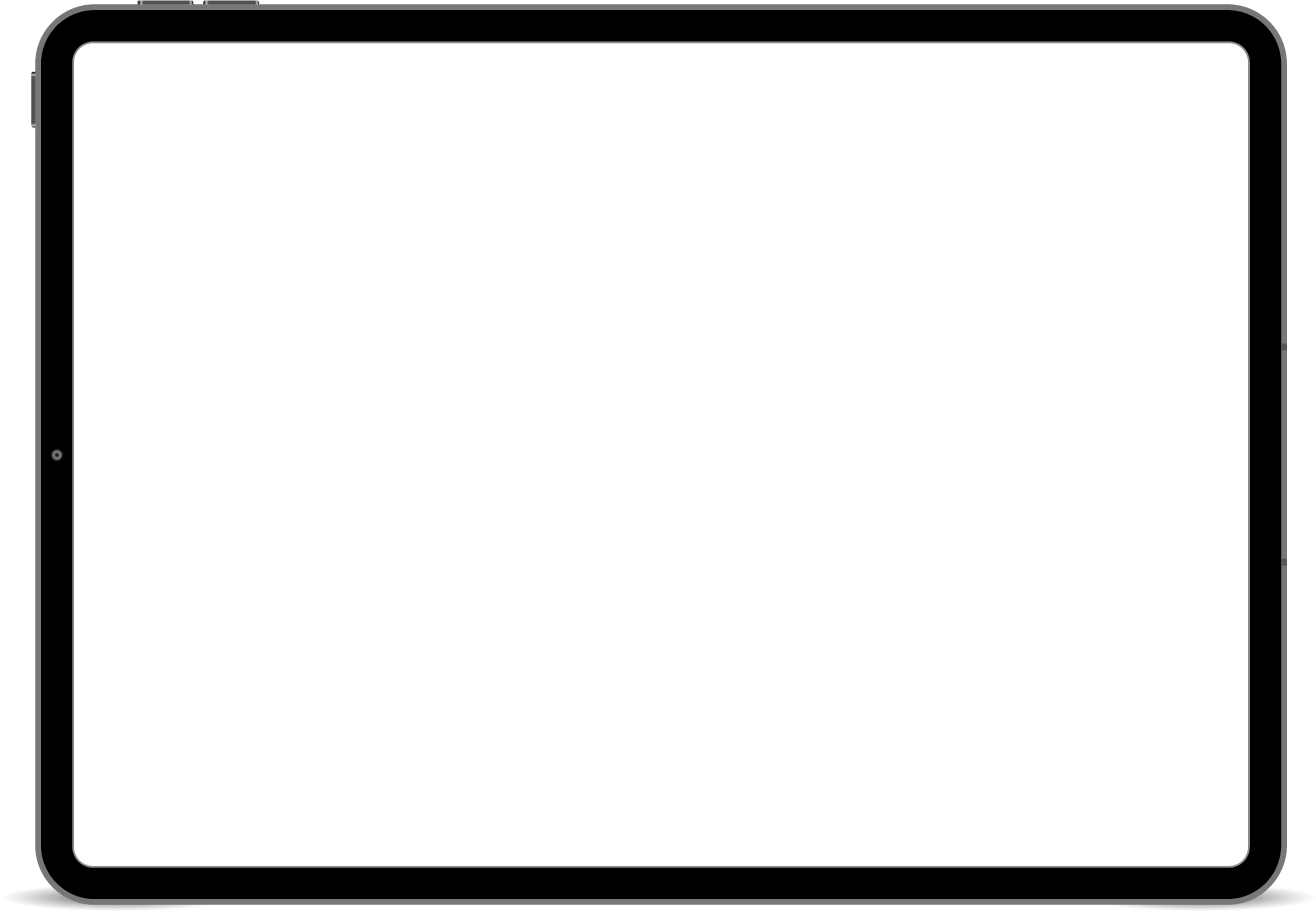 A blank dark green tablet screen within a black frame.