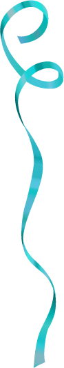A long, curling teal ribbon with a color gradient.